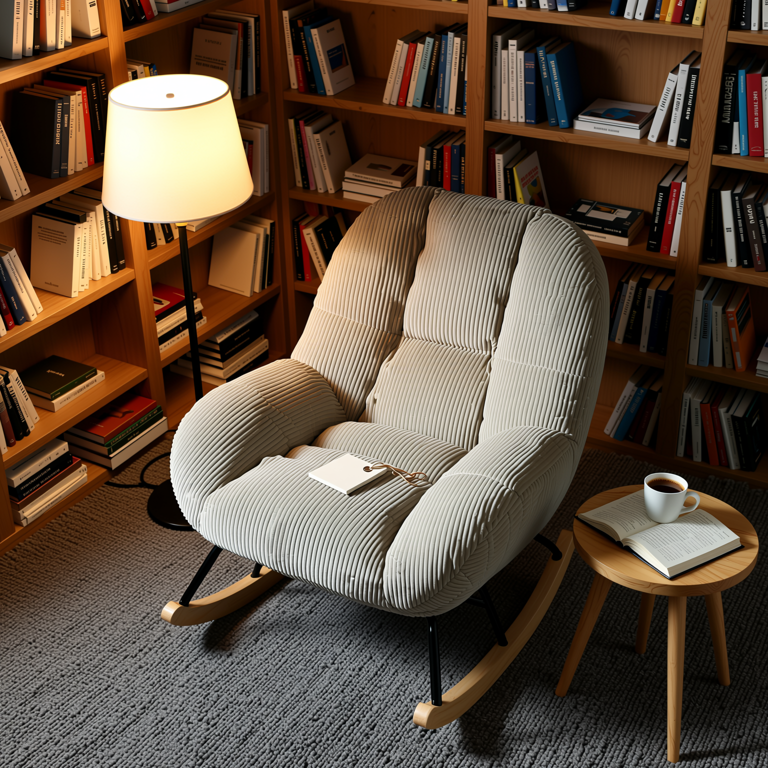 Lithops Corduroy Rocking Chair Modern Fabric Accent Chair