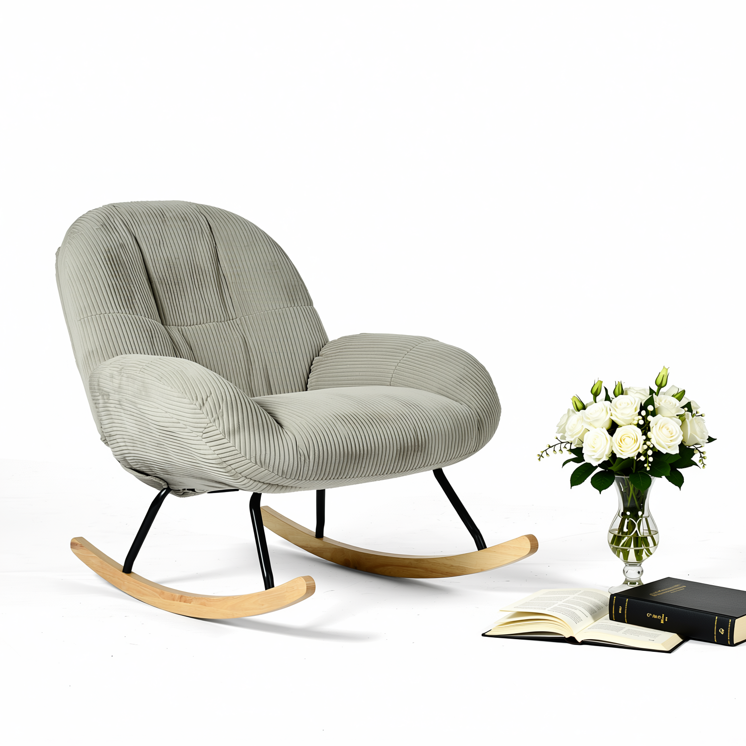 Lithops Corduroy Rocking Chair Modern Fabric Accent Chair