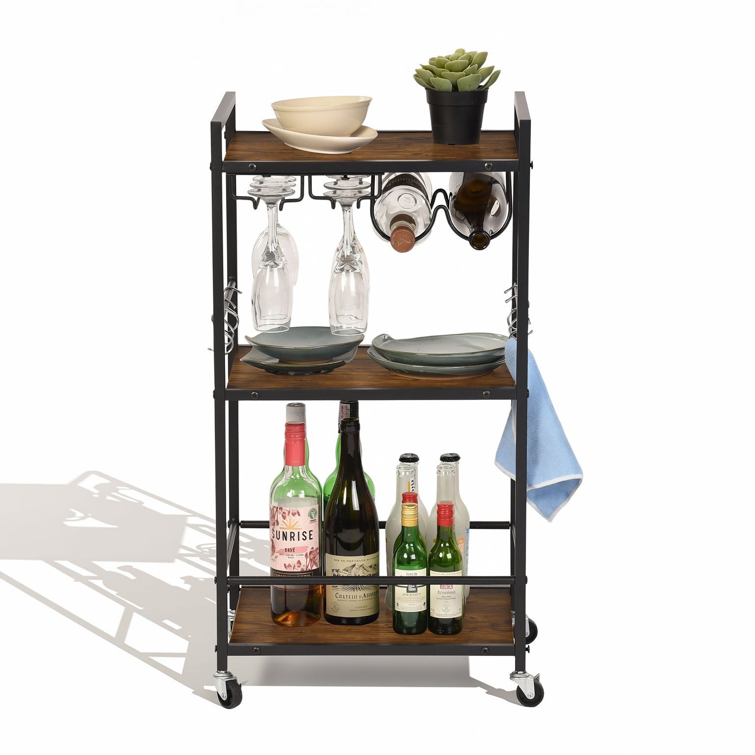 Homy Casa Loki Kitchen Cart - Rolling Storage Cart with Drawer & Shelf
