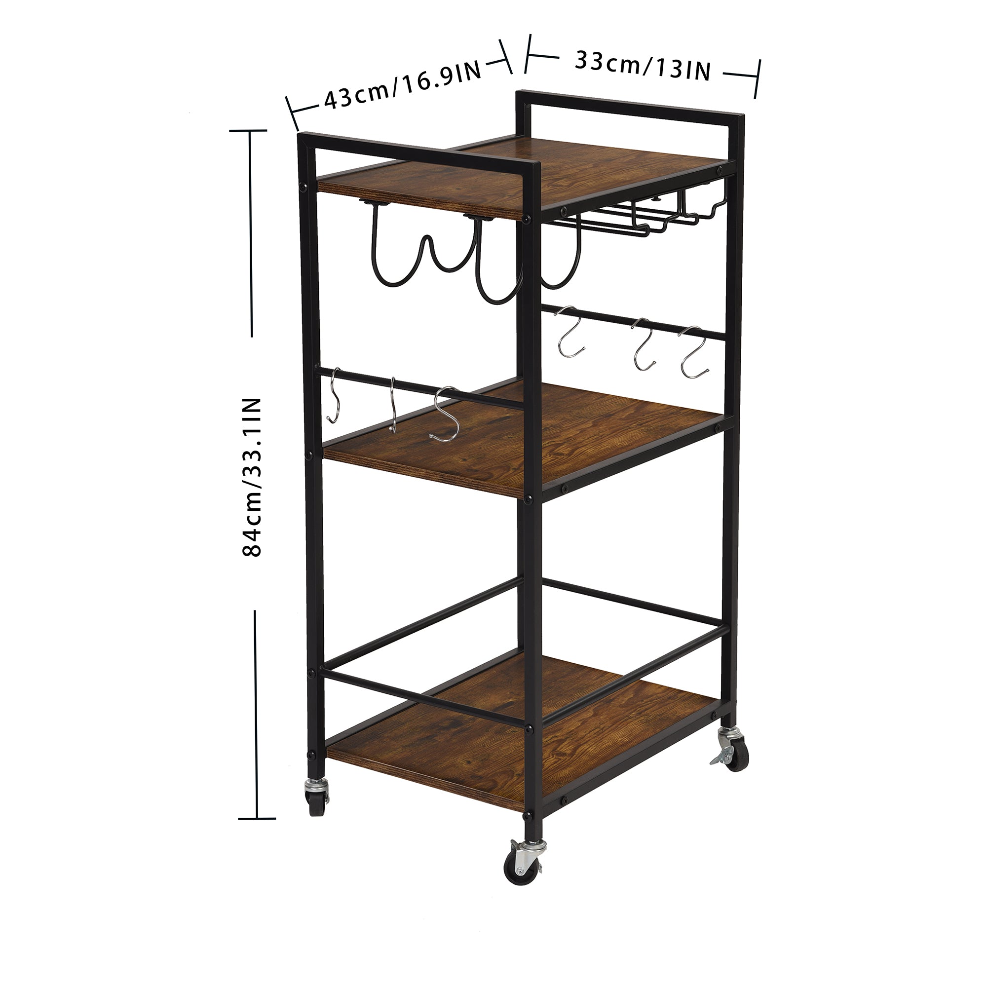Homy Casa Loki Kitchen Cart - Rolling Storage Cart with Drawer & Shelf