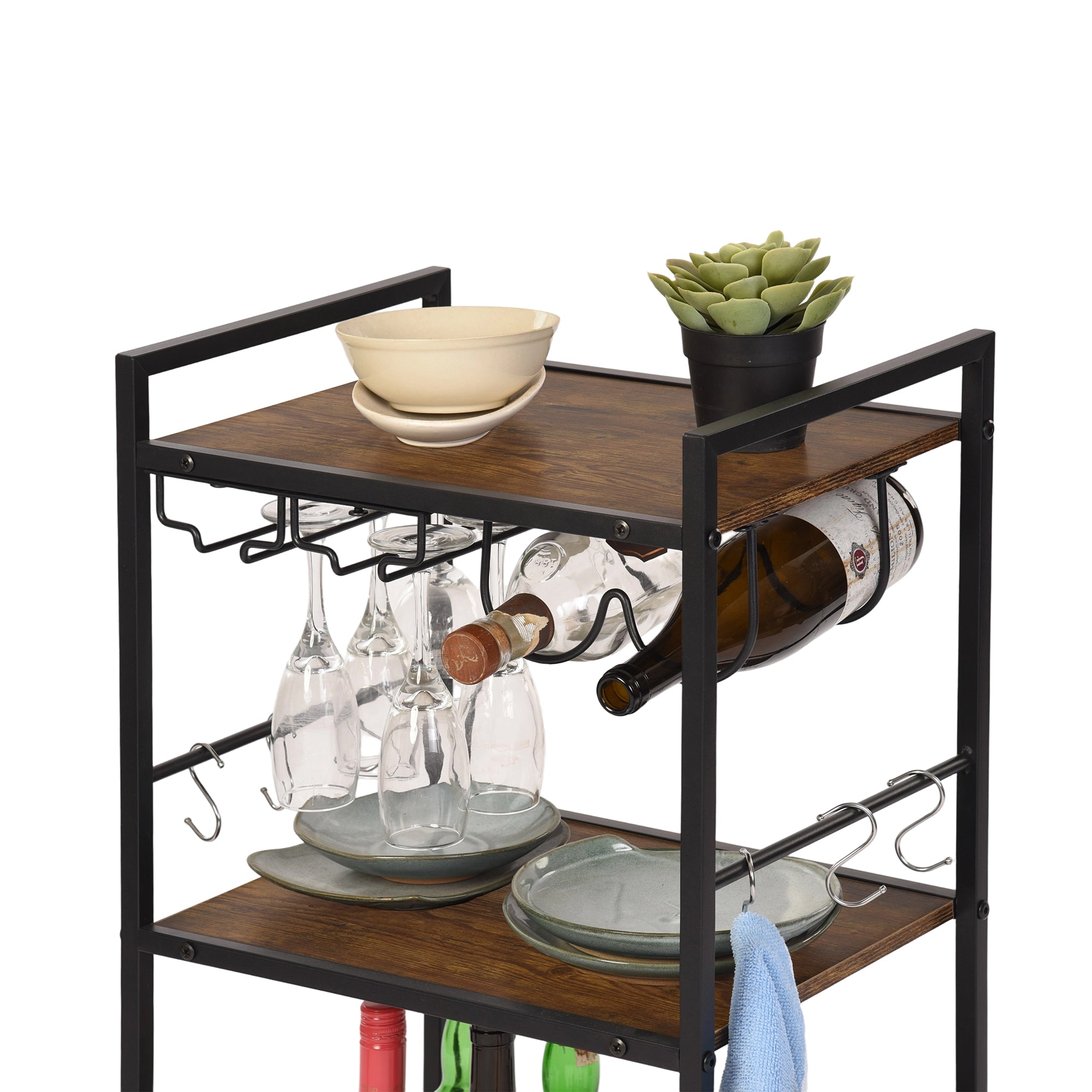 Homy Casa Loki Kitchen Cart - Rolling Storage Cart with Drawer & Shelf