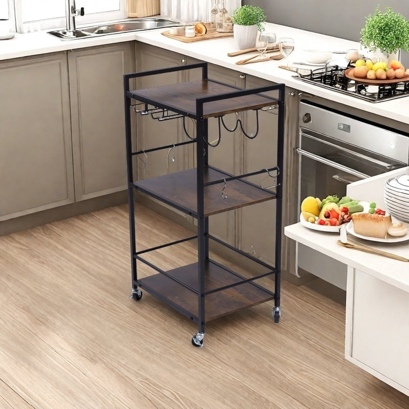 Homy Casa Loki Kitchen Cart - Rolling Storage Cart with Drawer & Shelf