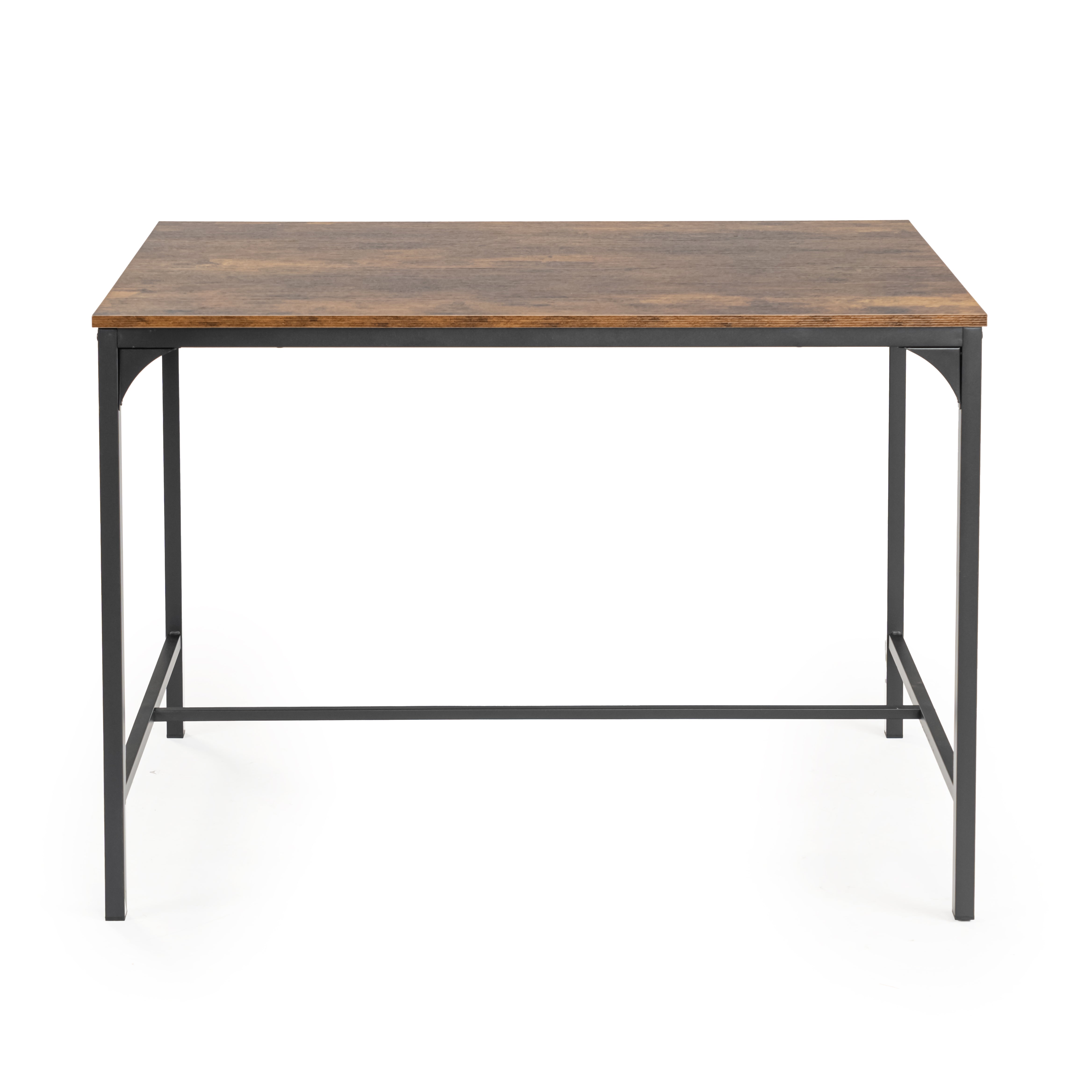 LOMANER 3-Piece Dining Table Set with 2 Benches, Rustic Brown Wood Look and Black Metal Frame, Space-Saving Kitchen Table for 4