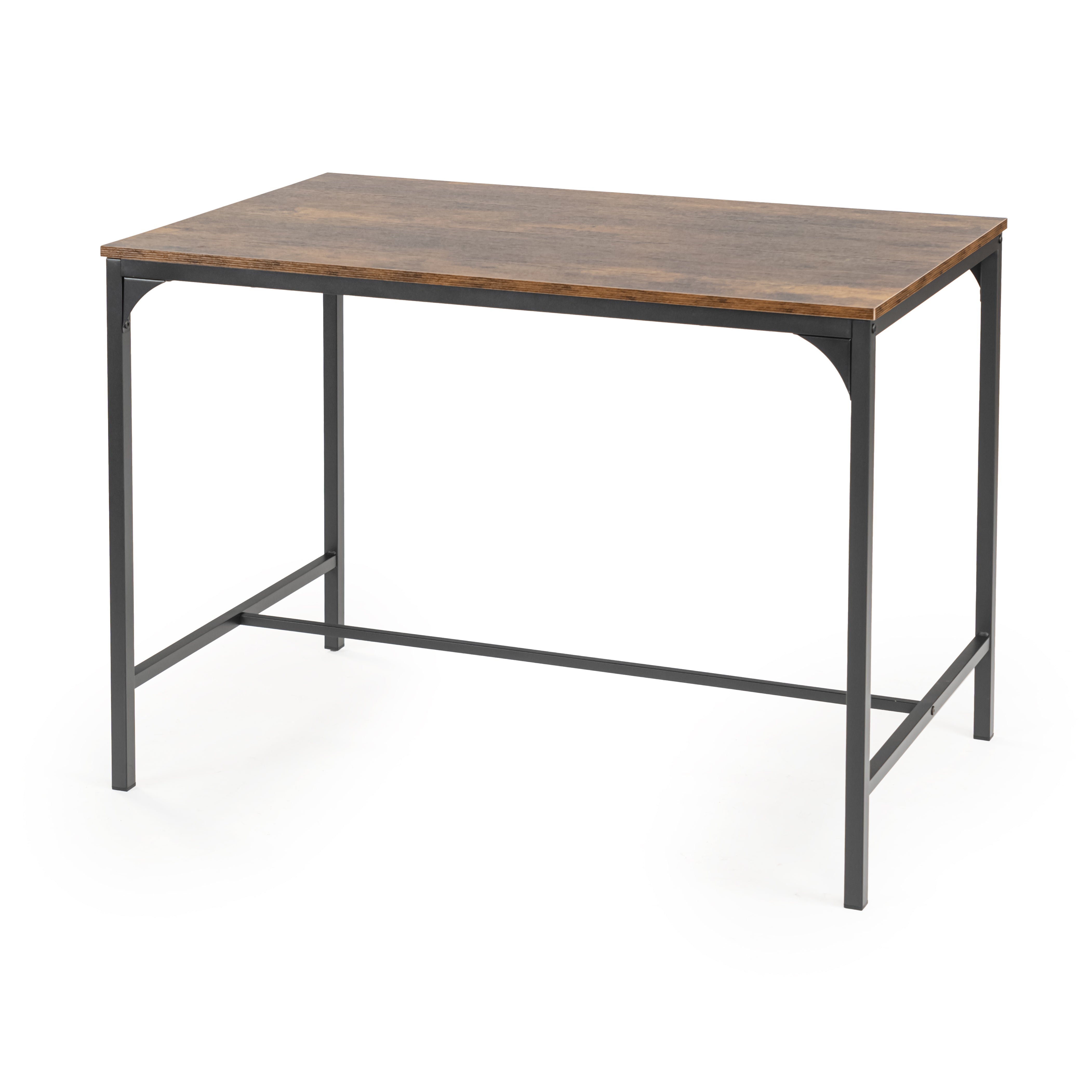 LOMANER 3-Piece Dining Table Set with 2 Benches, Rustic Brown Wood Look and Black Metal Frame, Space-Saving Kitchen Table for 4