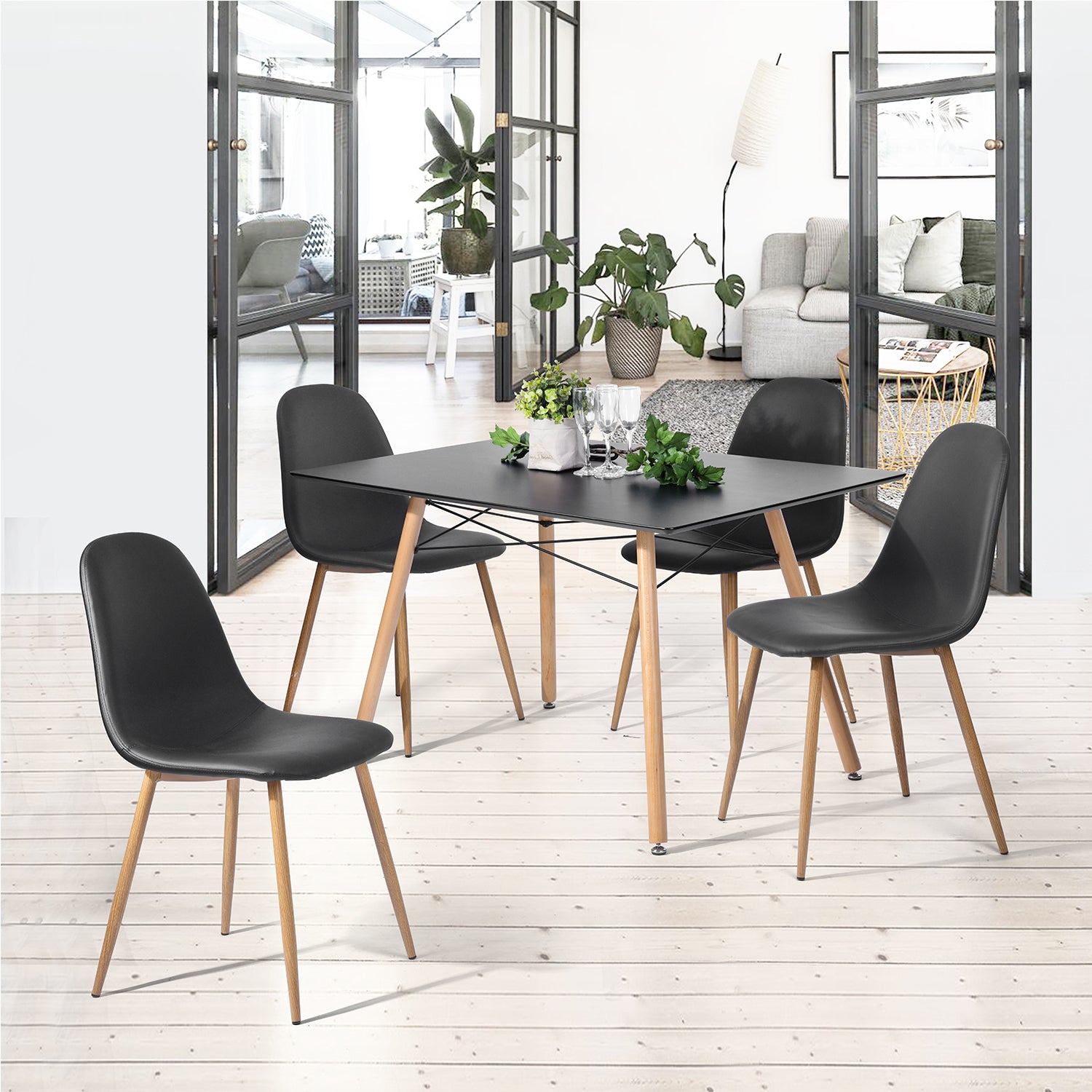 Homy Casa LONDON MATT BLACK A 47.2" Dining Table for Home and Workspace Open Box
