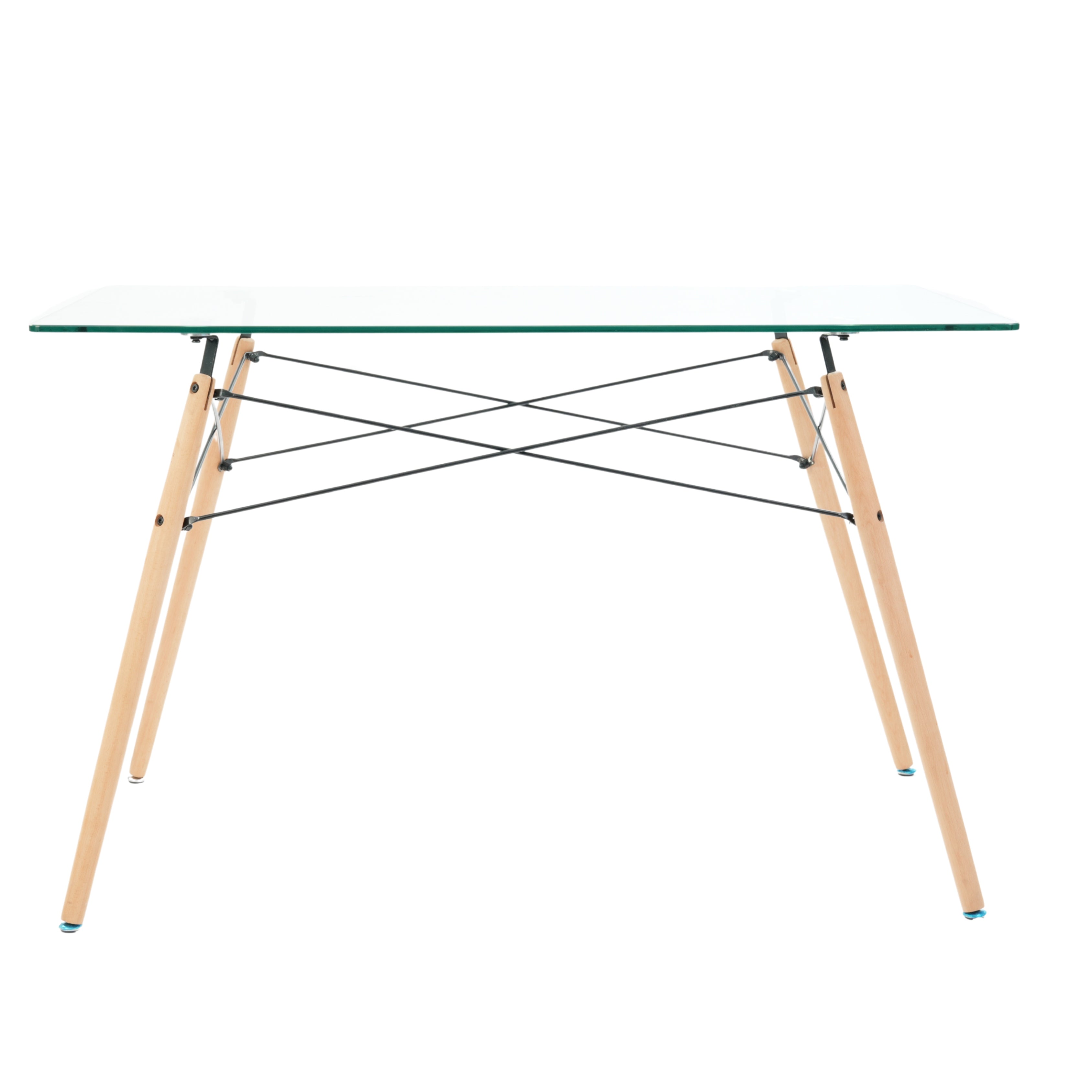 Homy Casa LONDON GLASS NL Dining Table "47.2 x 27.6 x 29.5 in" Modern Glass Top Table for Dining