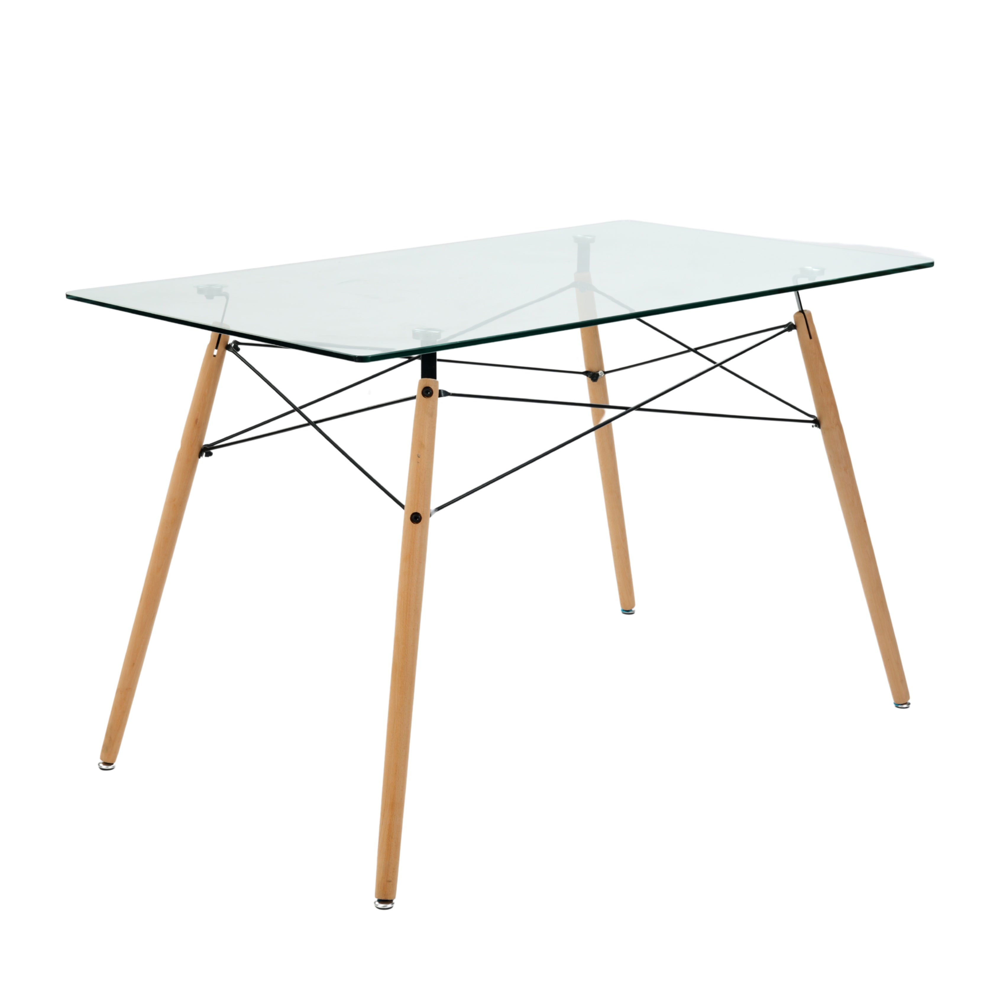 Homy Casa LONDON GLASS NL Dining Table "47.2 x 27.6 x 29.5 in" Modern Glass Top Table for Dining