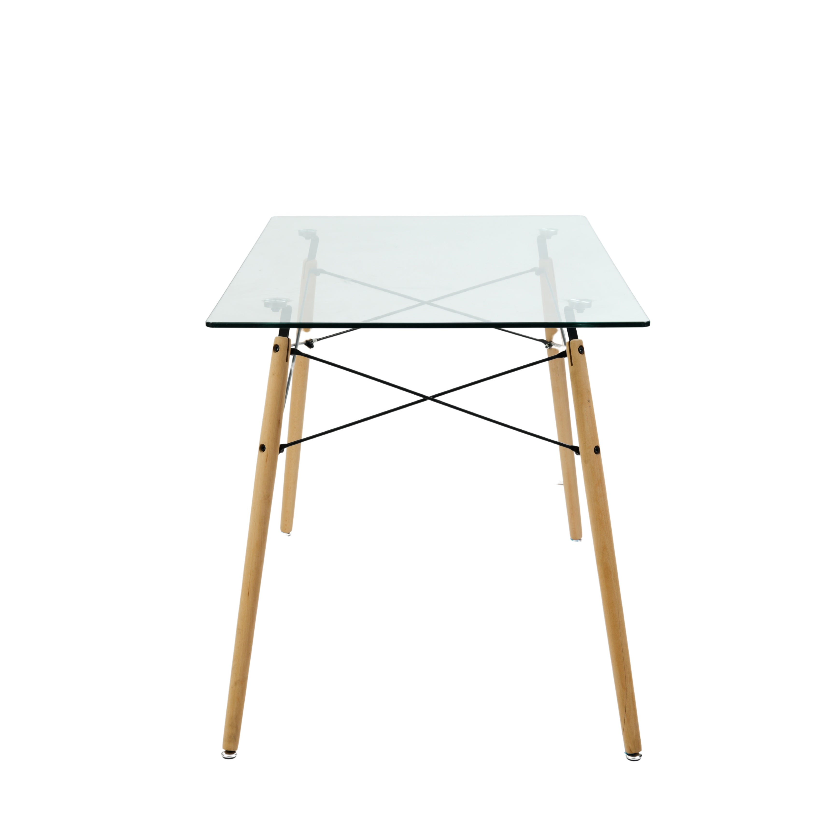 Homy Casa LONDON GLASS NL Dining Table "47.2 x 27.6 x 29.5 in" Modern Glass Top Table for Dining
