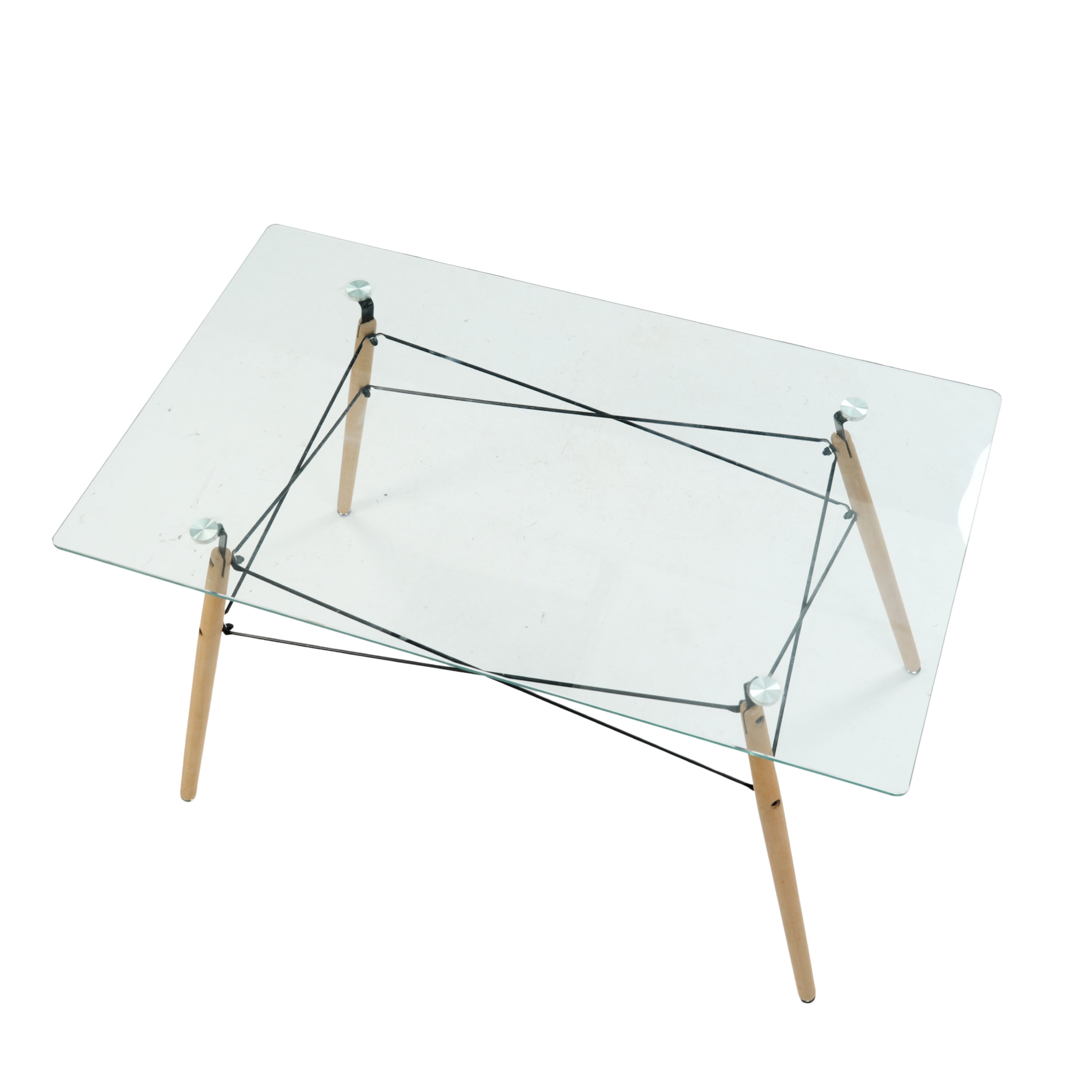 Homy Casa LONDON GLASS NL Dining Table "47.2 x 27.6 x 29.5 in" Modern Glass Top Table for Dining