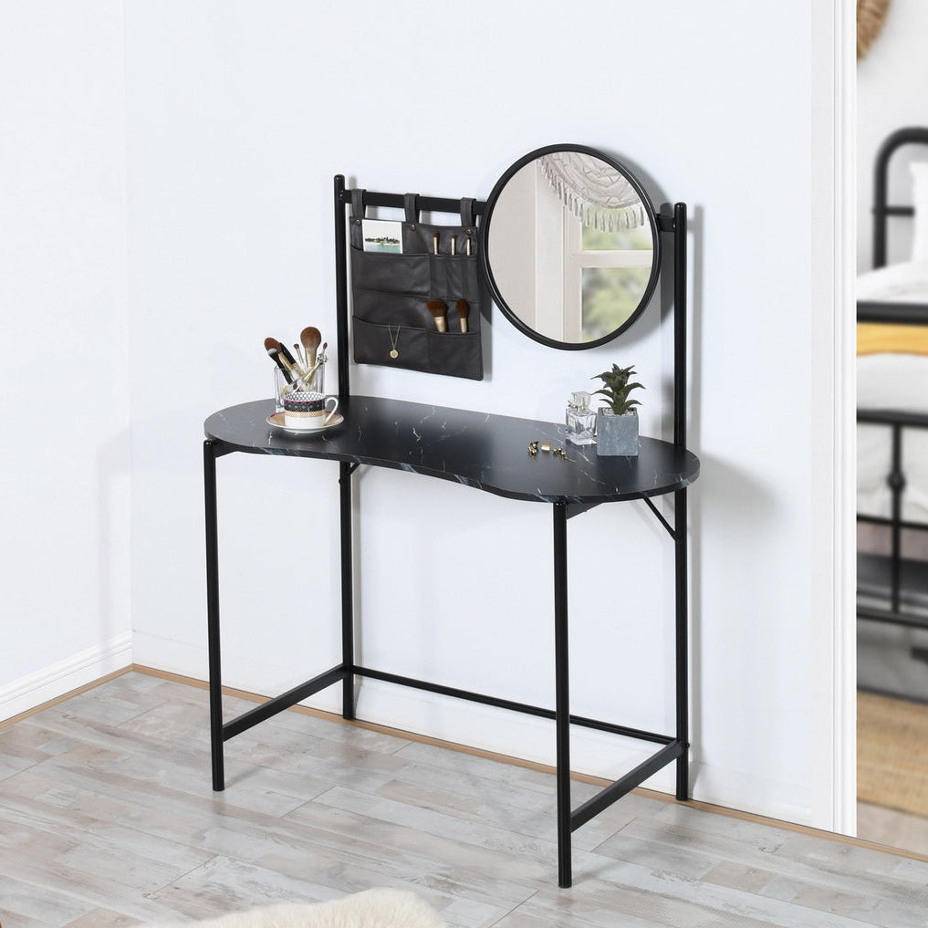 Looney 43.3” Oval shape Vanity with Round Mirror, Marble top finish