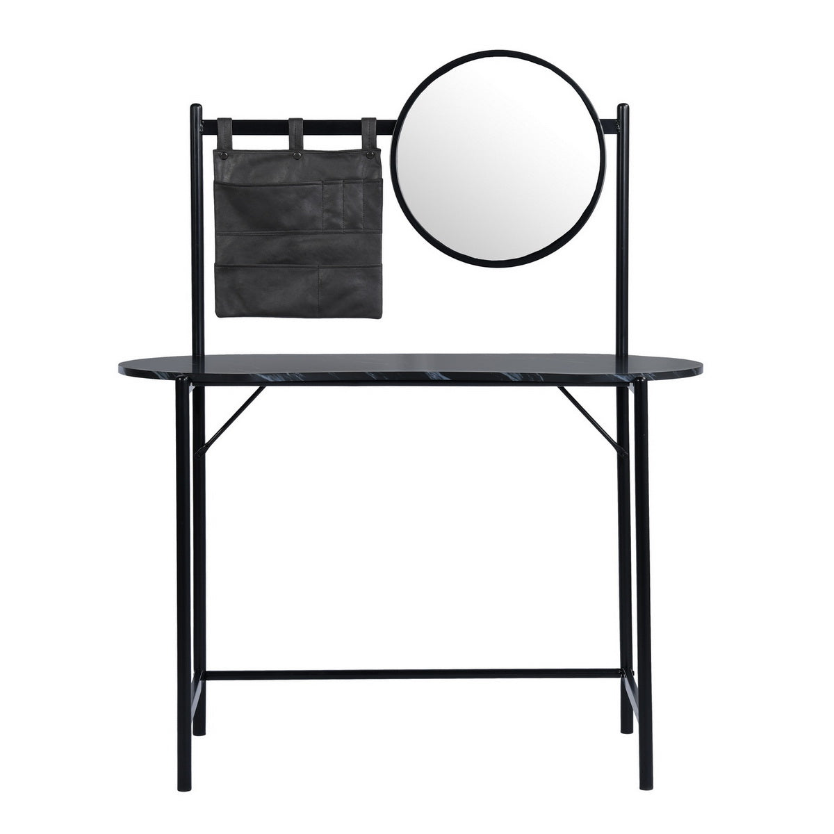 Looney 43.3” Oval shape Vanity with Round Mirror, Marble top finish