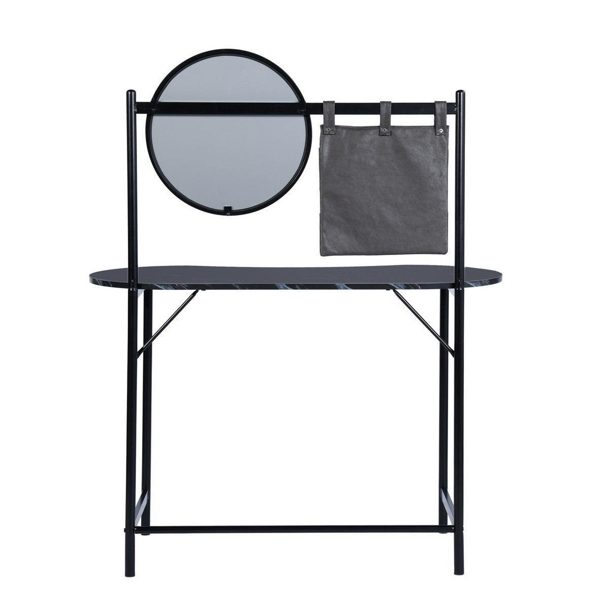 Looney 43.3” Oval shape Vanity with Round Mirror, Marble top finish