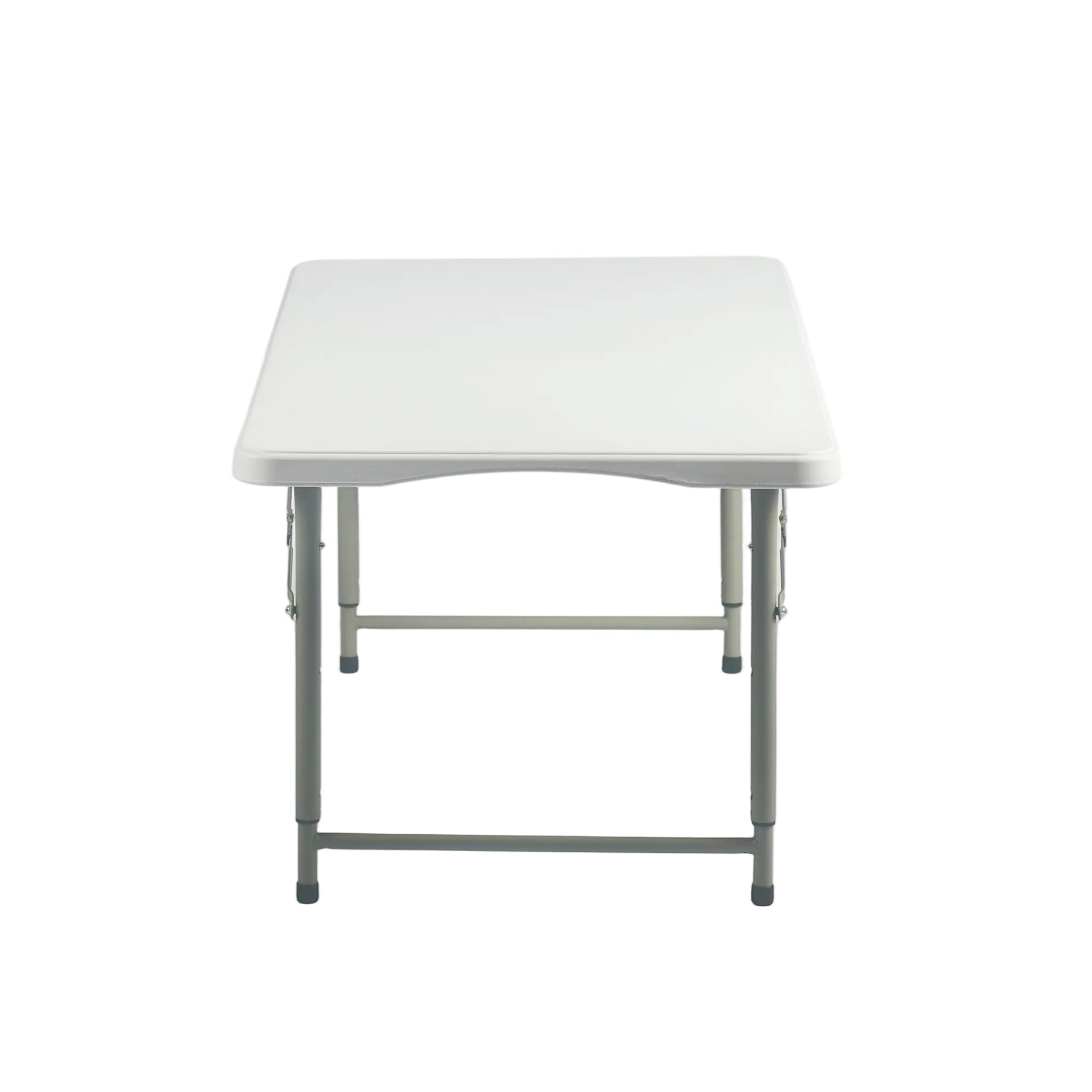 LOULA 4ft Folding Table, Height Adjustable 19–30 in, Fold-in-Half Portable Utility Table with Carry Handle, HDPE Top and Steel Legs, White
