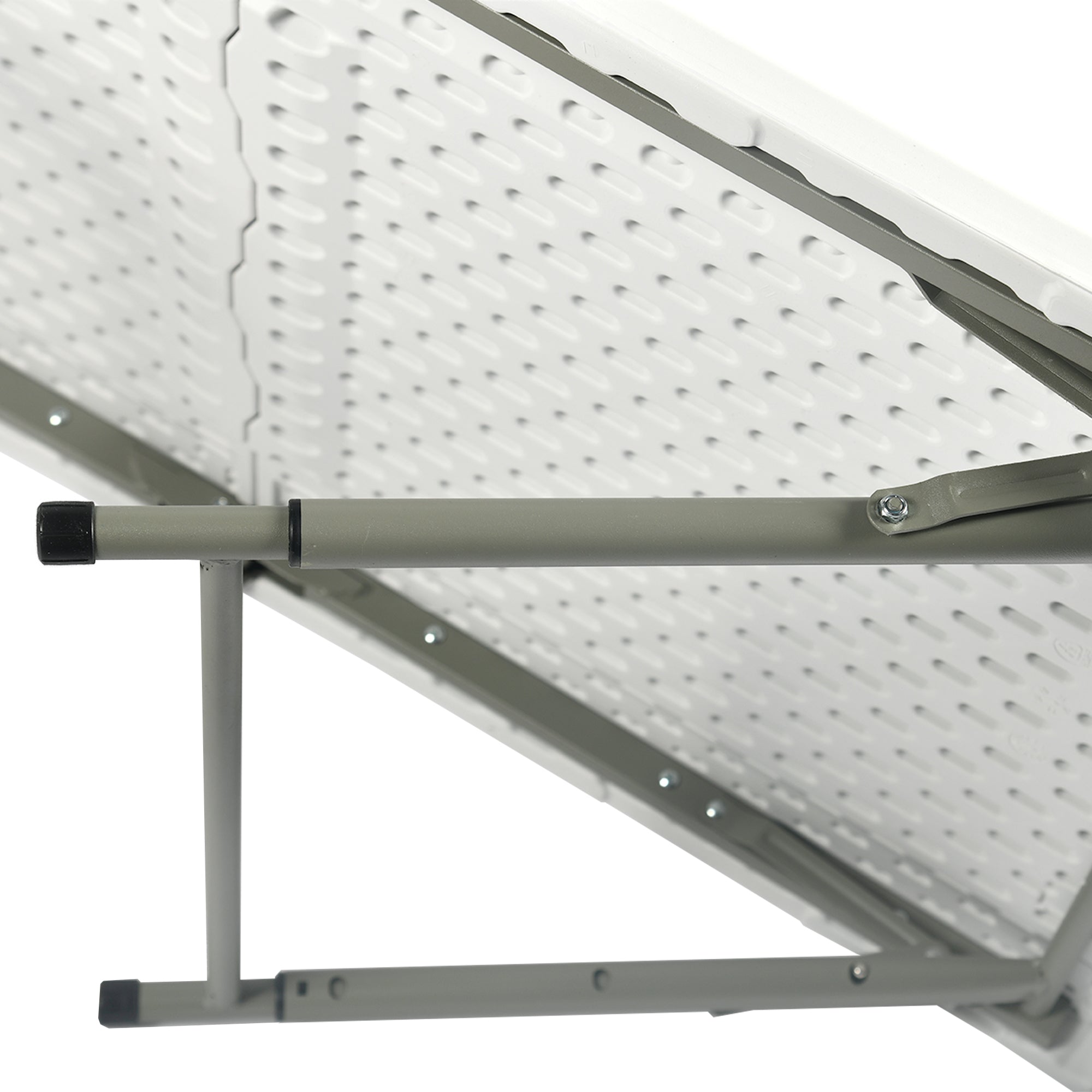 LOULA 4ft Folding Table, Height Adjustable 19–30 in, Fold-in-Half Portable Utility Table with Carry Handle, HDPE Top and Steel Legs, White
