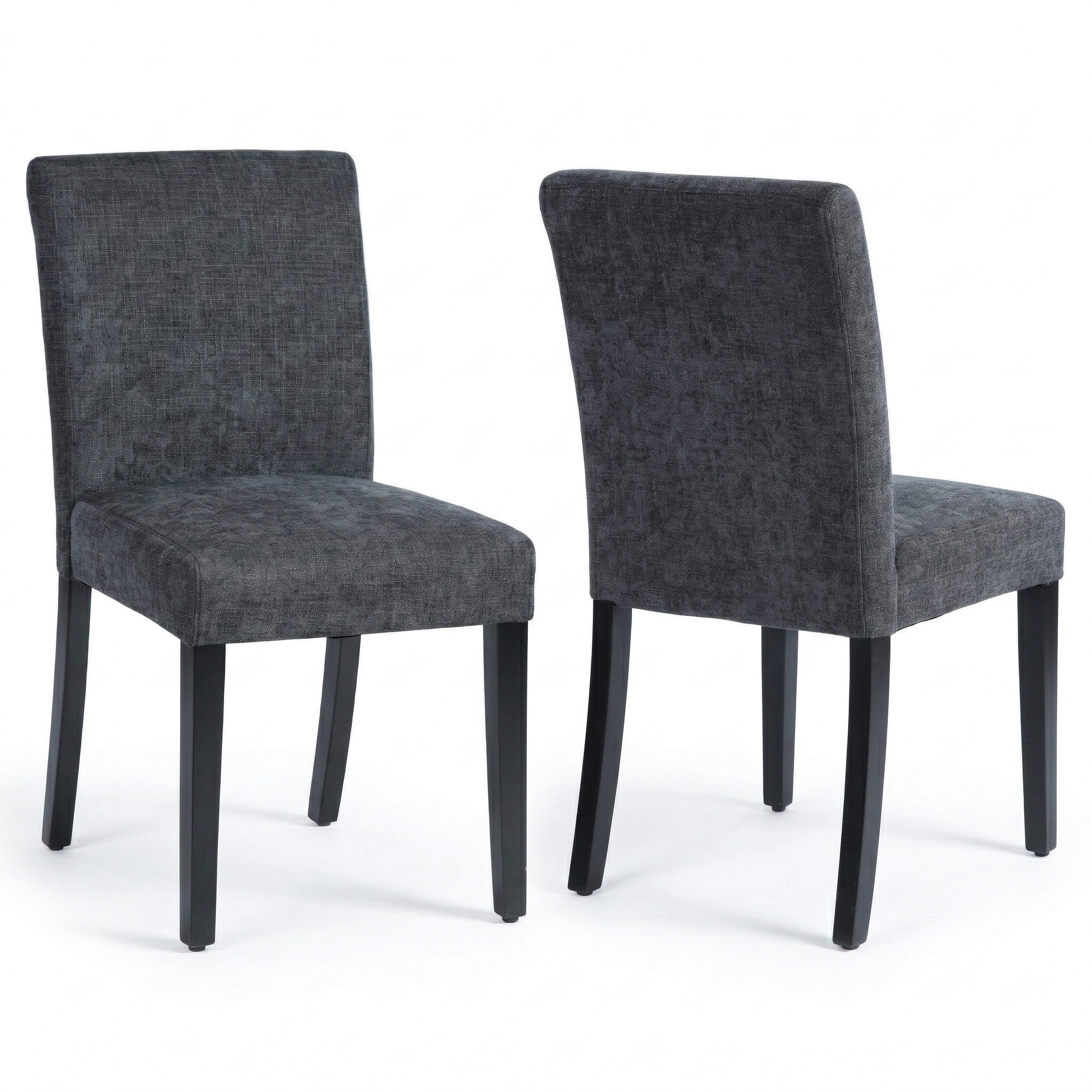Homy Casa LOWE Modern Fabric Parsons Dining Chair Set of 2, Low Back, Black