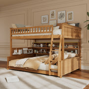 Rellan Full XL over Queen Bunk Bed with Storage Shelves, Pegboard and LED Lights