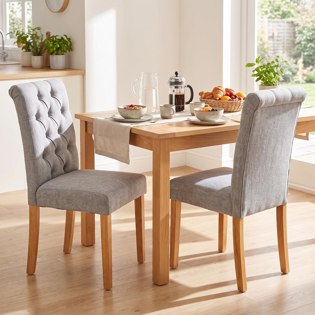 Homy Casa LUCETTA GREY 2PC Dining Chairs Comfortable Seating for Kitchen & Dining Room Open Box
