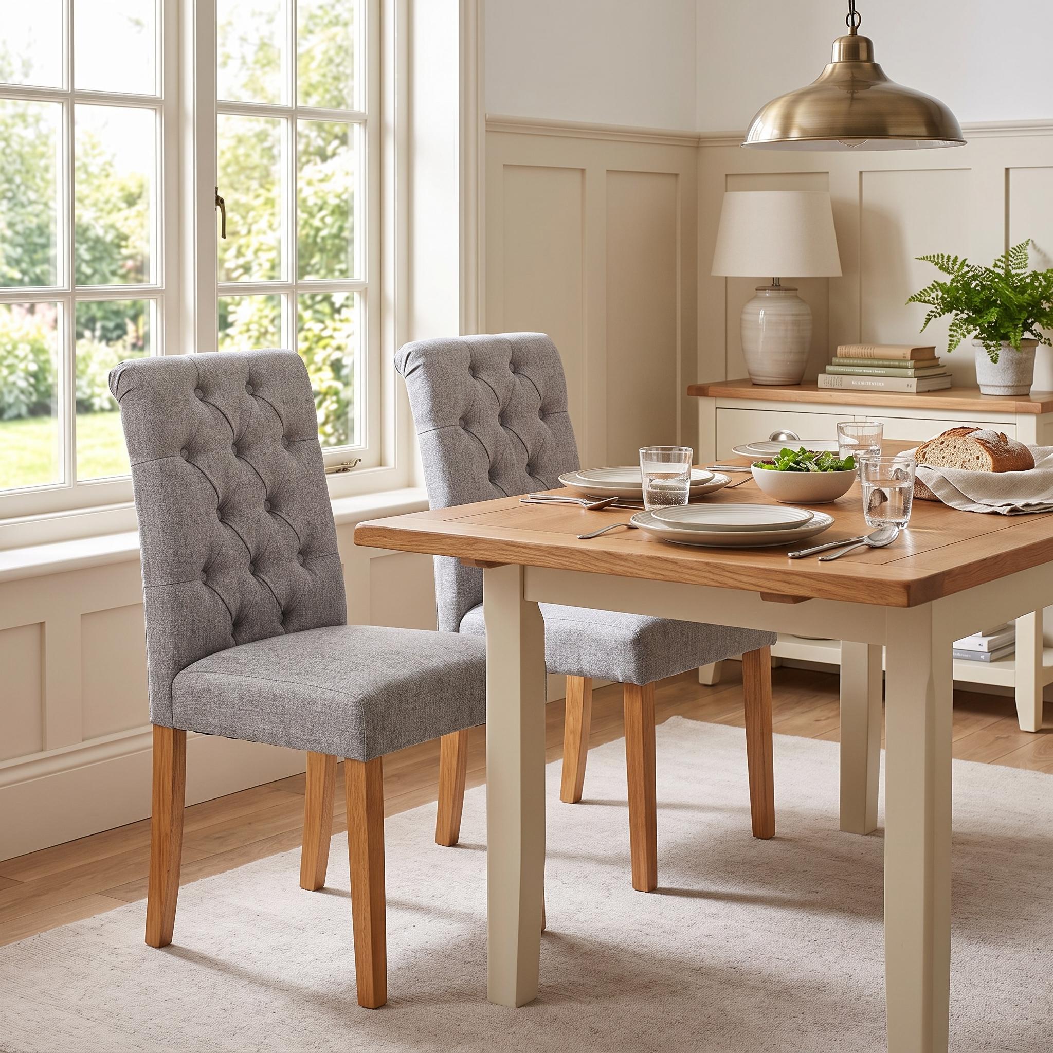 Homy Casa LUCETTA GREY 2PC Dining Chairs Comfortable Seating for Kitchen & Dining Room Open Box