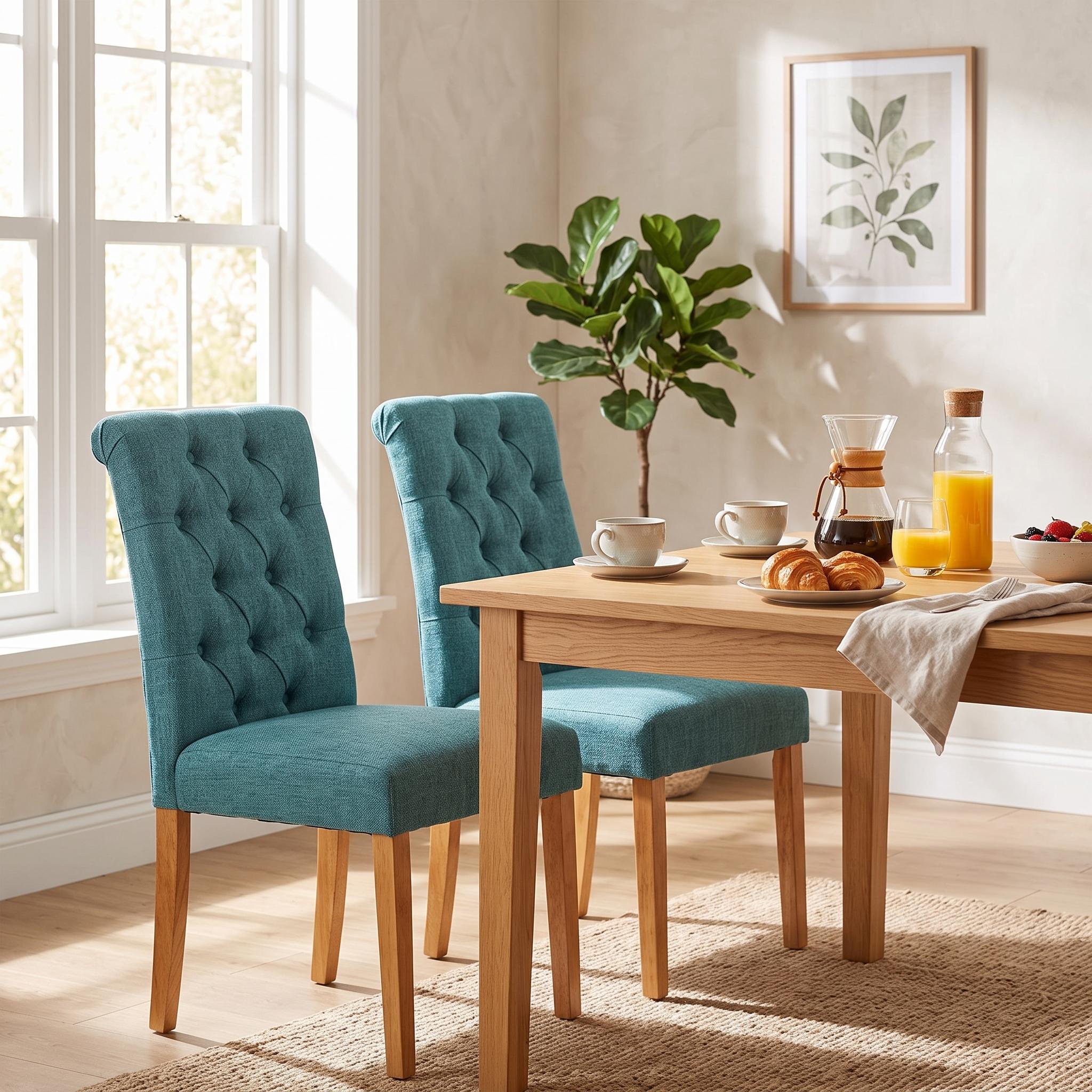 Homy Casa LUCETTA GREEN 2PC Dining Chairs Comfortable Seating for Dining Room Open Box
