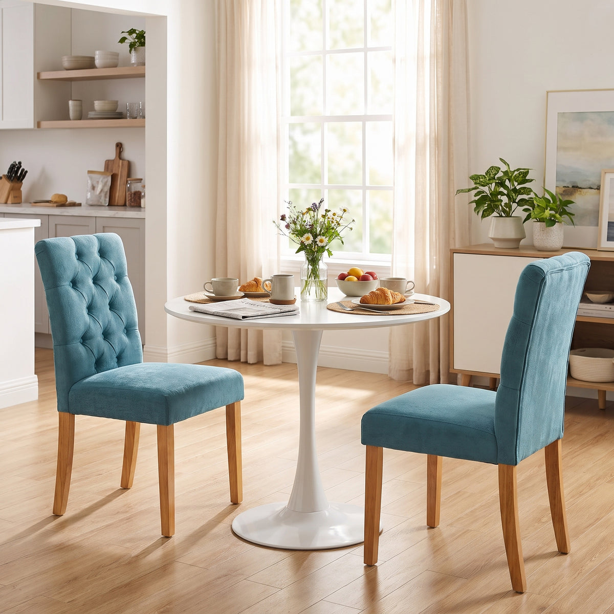 Homy Casa CLIFT + LUCETTA Green 3PC 31.5" White Dining Set with 2 Green Chairs, Open Box