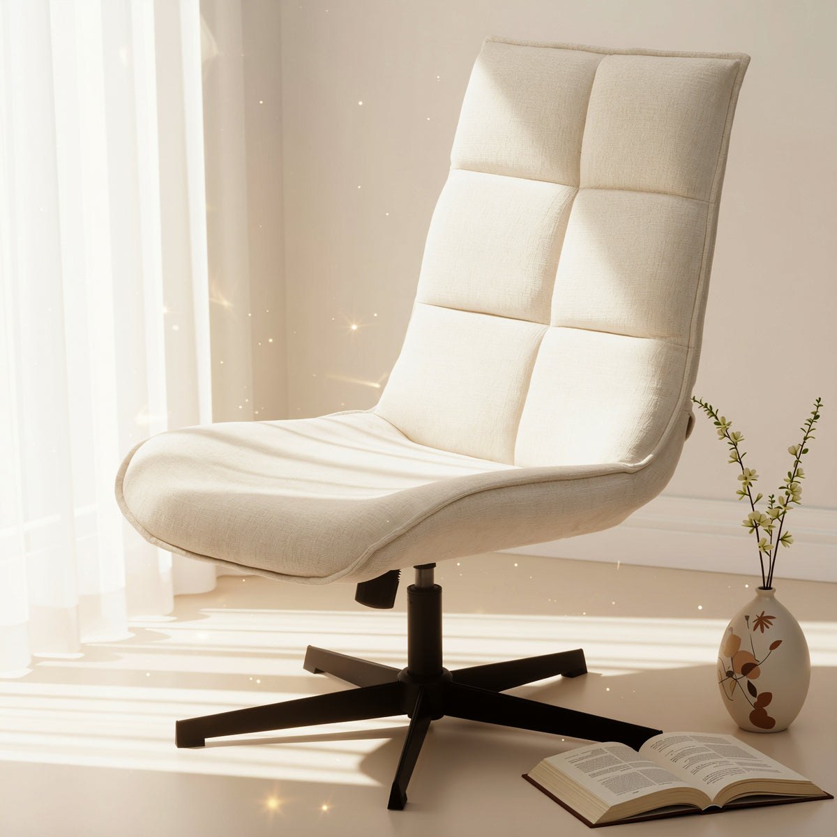 Homy Casa Lucks Swivel Lounge Chair with Fabric Upholstery, For Home or Office