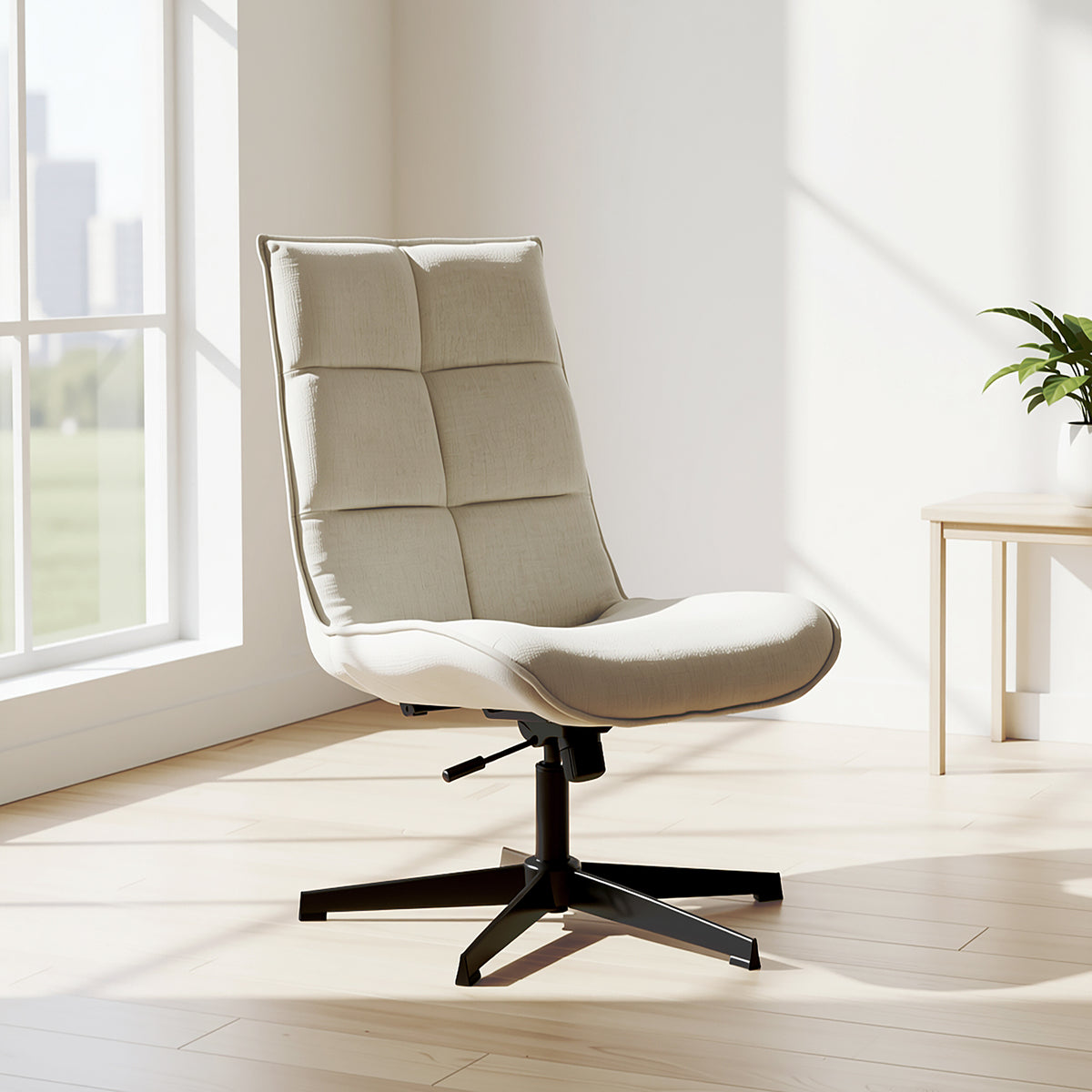 Homy Casa Lucks Swivel Lounge Chair with Fabric Upholstery, For Home or Office