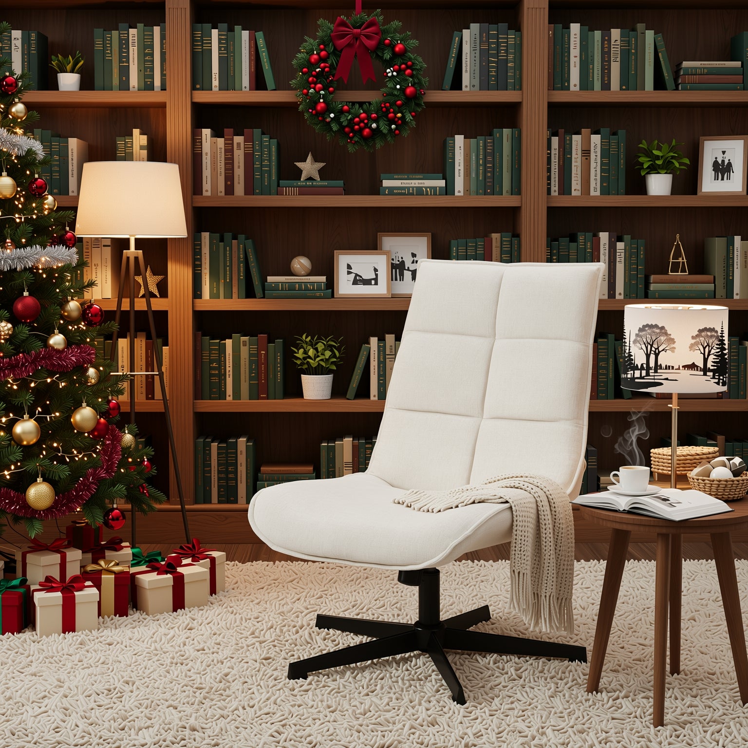 Lucks Swivel Lounge Chair with Fabric Upholstery, For Home or Office