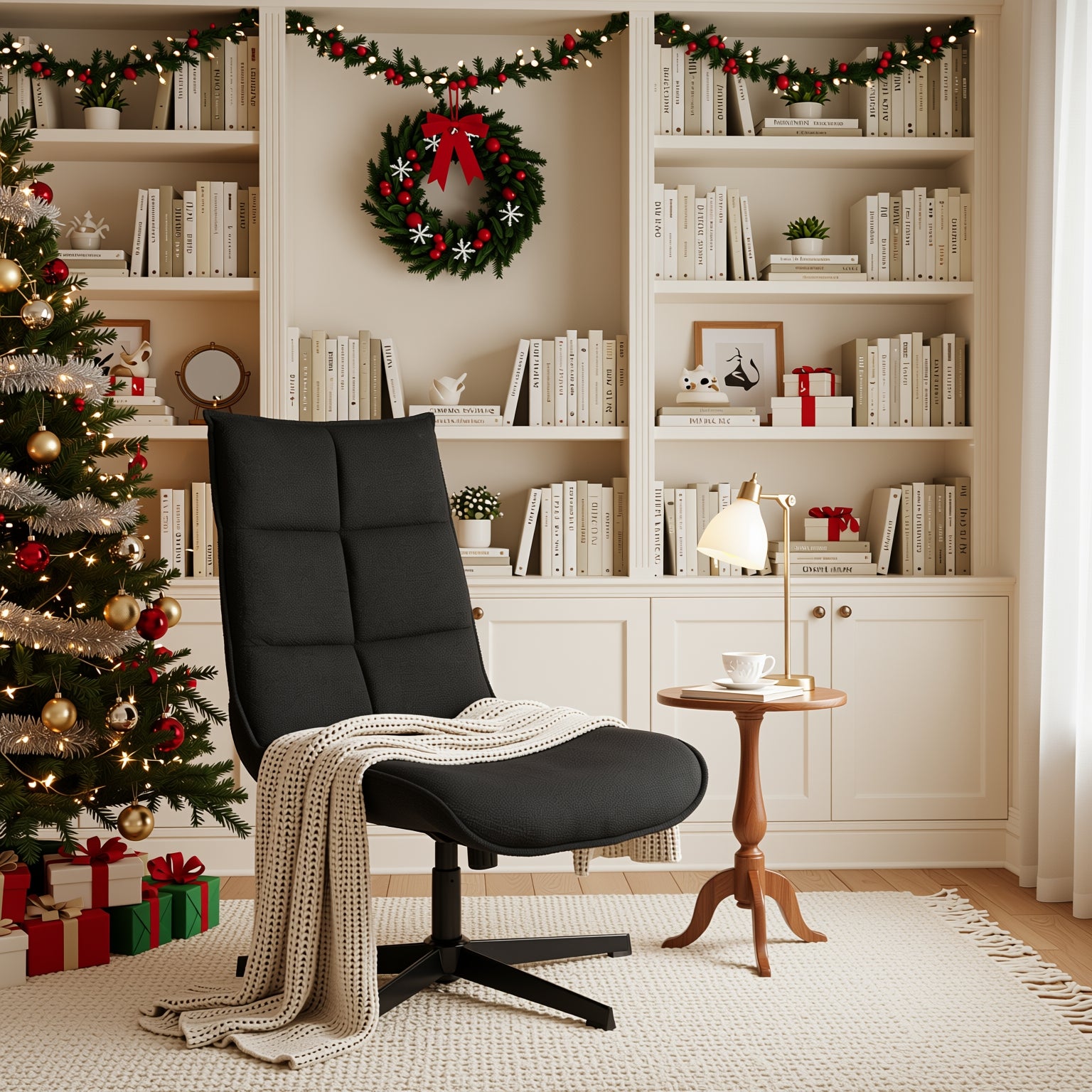 Homy Casa Lucks Swivel Lounge Chair with Fabric Upholstery, For Home or Office,Gray