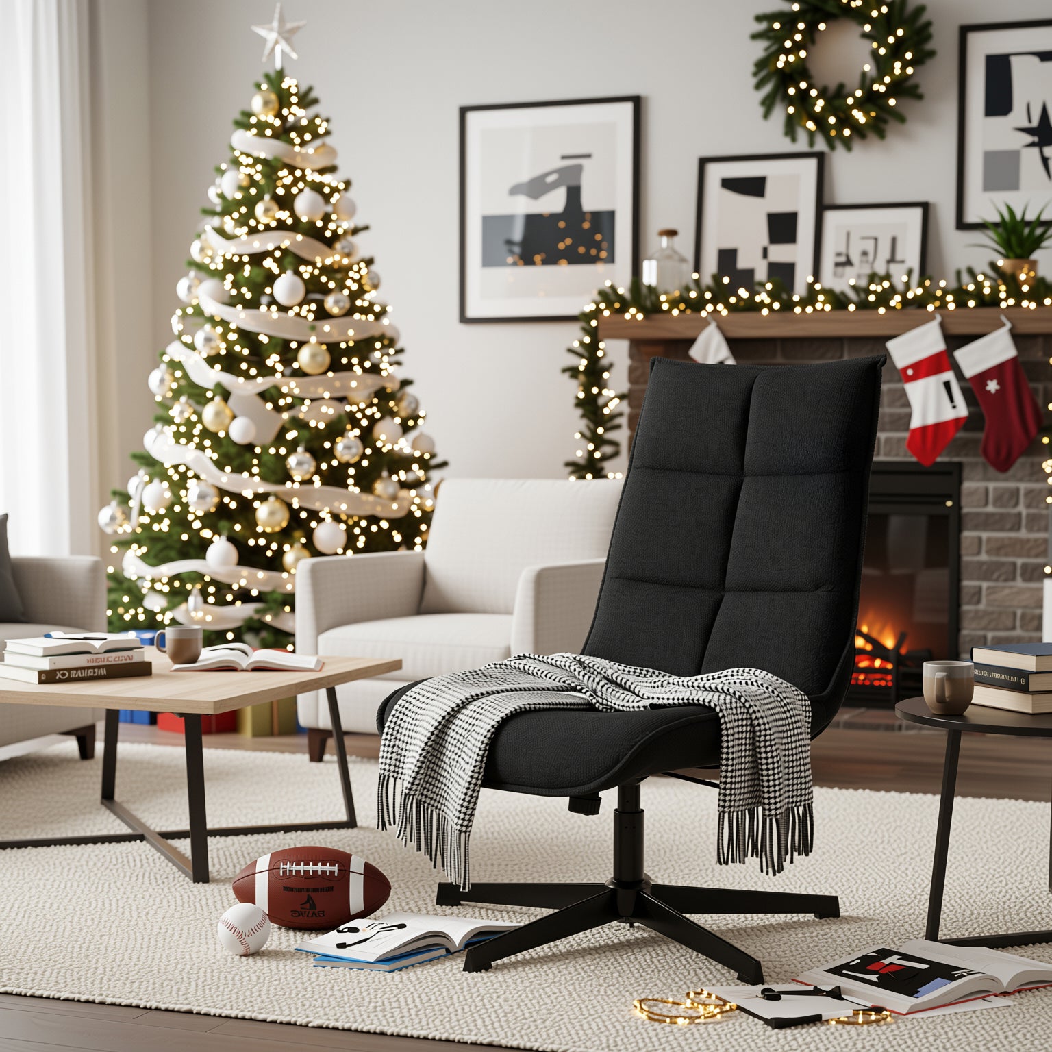 Homy Casa Lucks Swivel Lounge Chair with Fabric Upholstery, For Home or Office,Gray