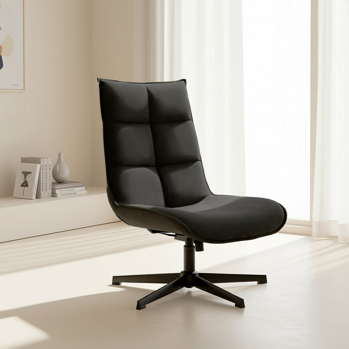 Homy Casa Lucks Swivel Lounge Chair with Fabric Upholstery, For Home or Office,Gray