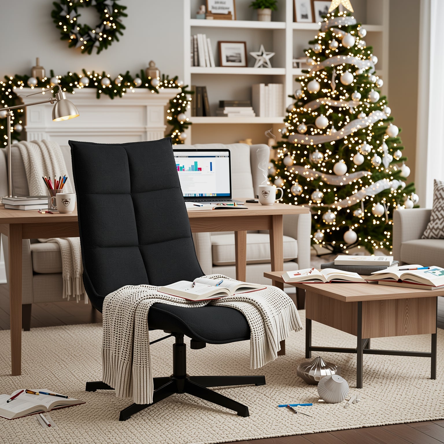 Lucks Swivel Lounge Chair with Fabric Upholstery, For Home or Office