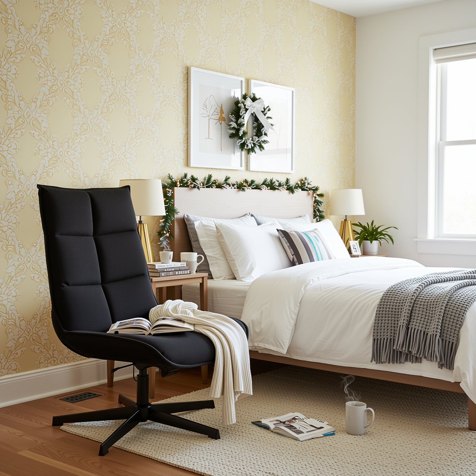 Homy Casa Lucks Swivel Lounge Chair with Fabric Upholstery, For Home or Office,Gray