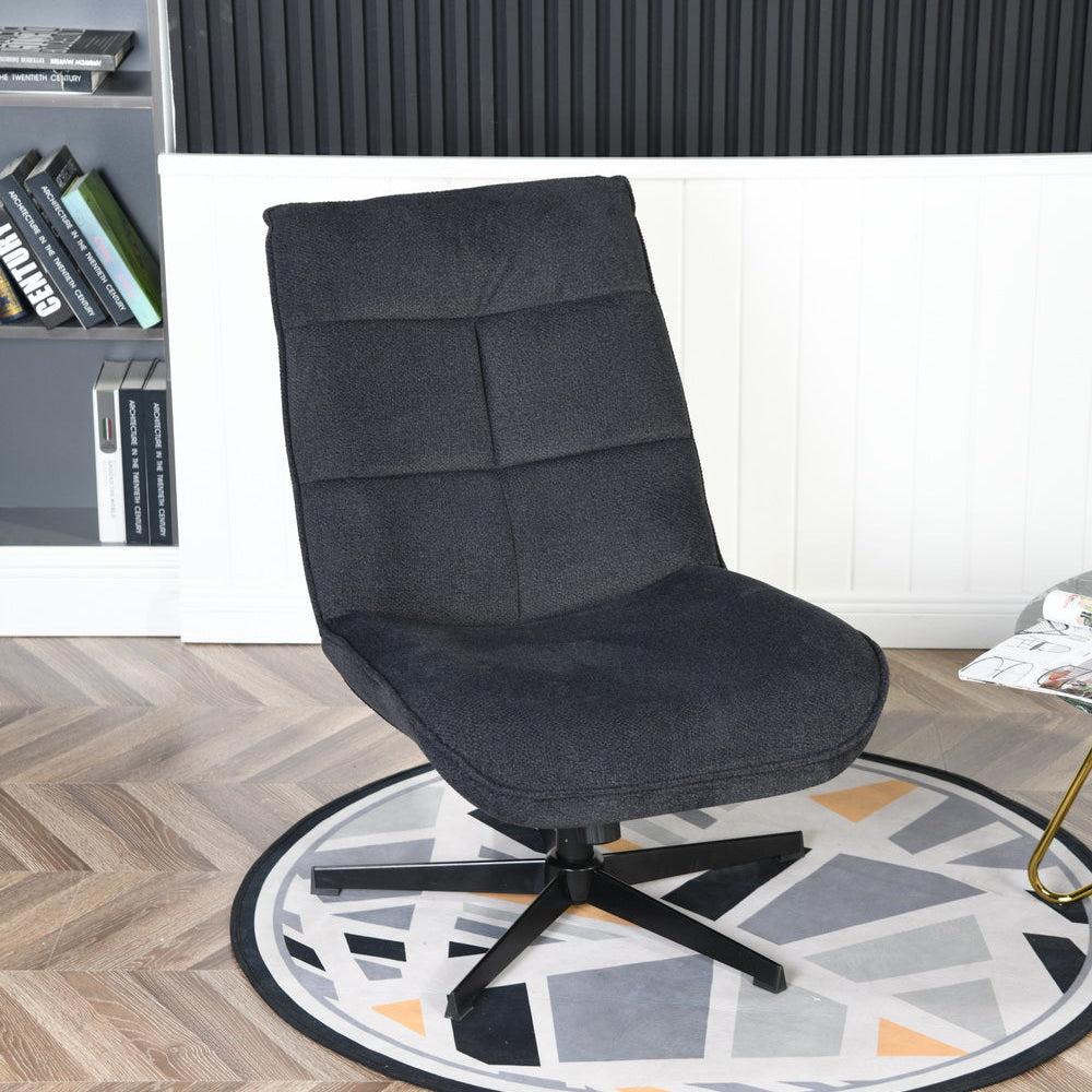 lucks dark grey swivel accent chair - dark grey fabric with adjustable backrest angle and black metal base - modern and comfortable for living room