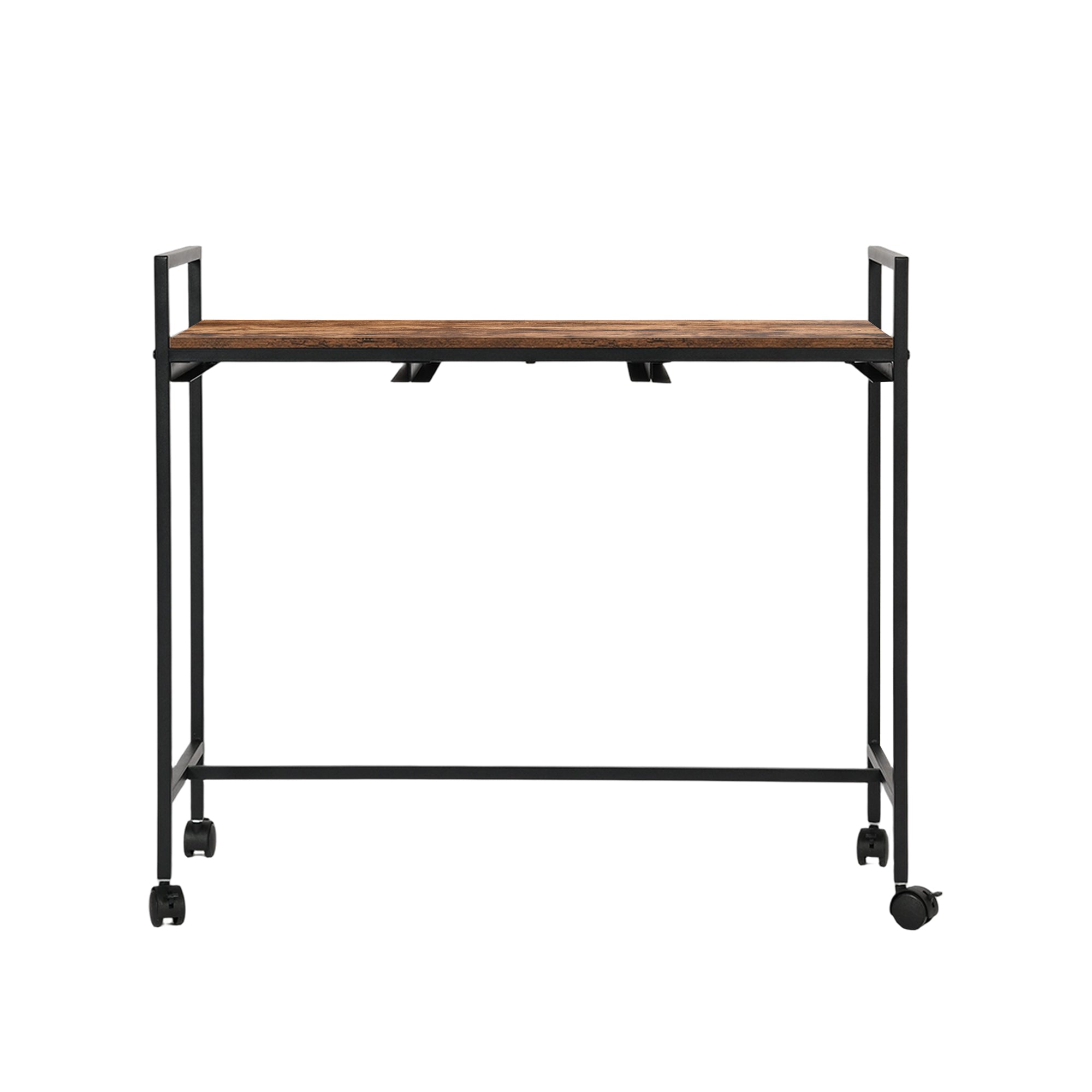 LUNNY Rolling Laundry Sorter Cart with 3 Removable Bags, Rustic Wood Top Shelf, Locking Wheels, Black Metal