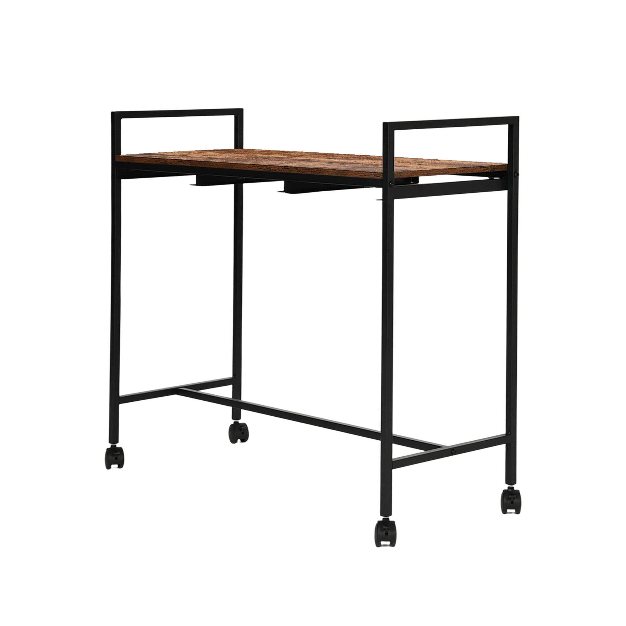 LUNNY Rolling Laundry Sorter Cart with 3 Removable Bags, Rustic Wood Top Shelf, Locking Wheels, Black Metal