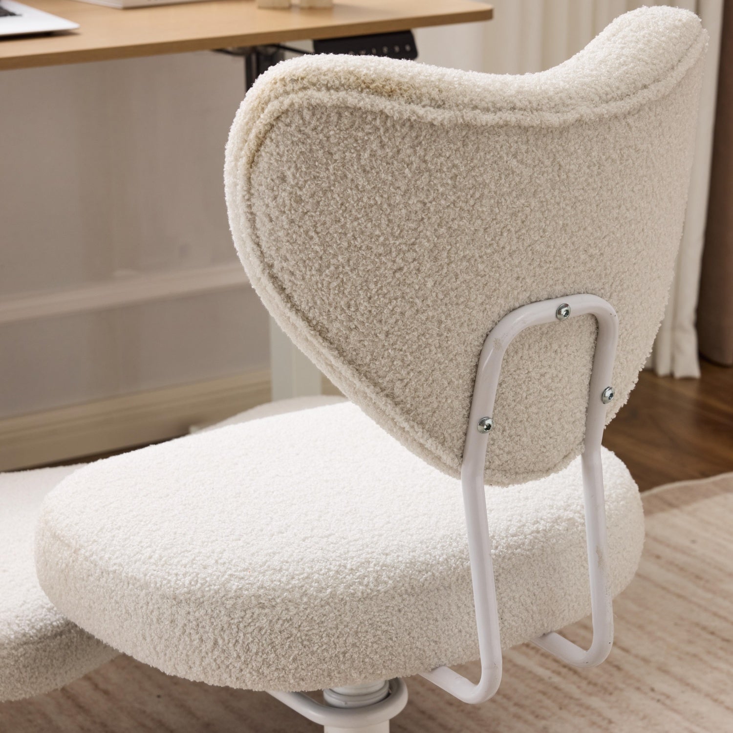 Leron Fabric Cross-Leg Office Chair with Footrest and Adjustable Height