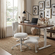 Leron Fabric Cross-Leg Office Chair with Footrest and Adjustable Height