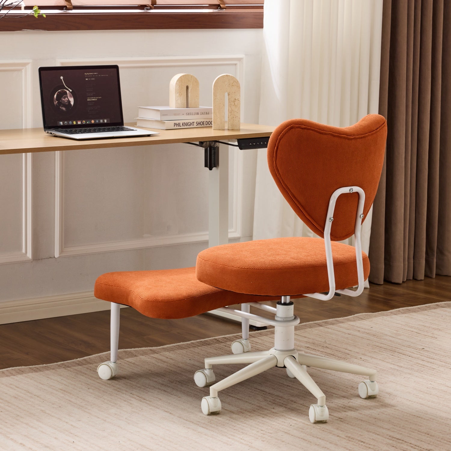 Leron Fabric Cross-Leg Office Chair with Footrest and Adjustable Height