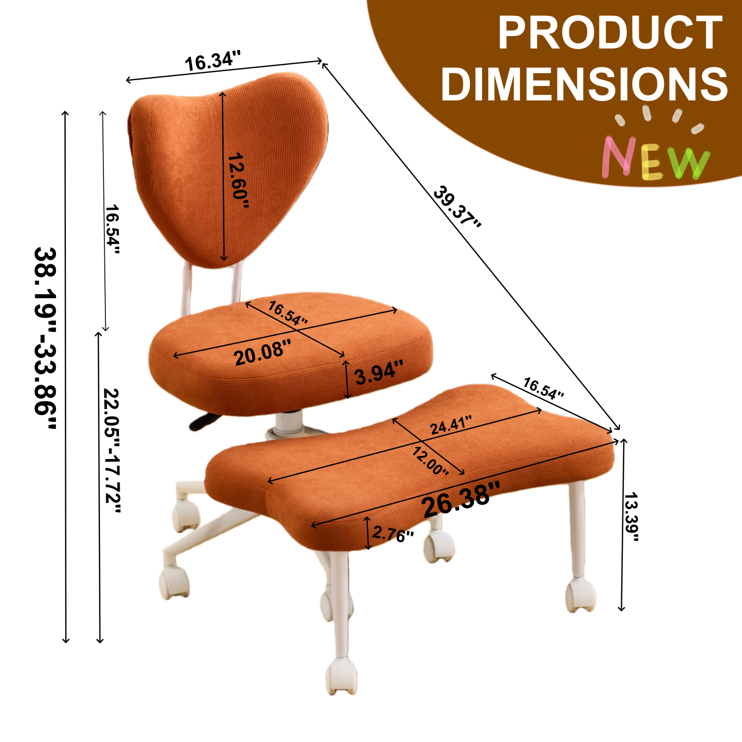 Leron Fabric Cross-Leg Office Chair with Footrest and Adjustable Height