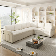 Marietta 115" Teddy L-Shaped Sleeper Sectional Sofa with California King-Size Sleeper and USB Port