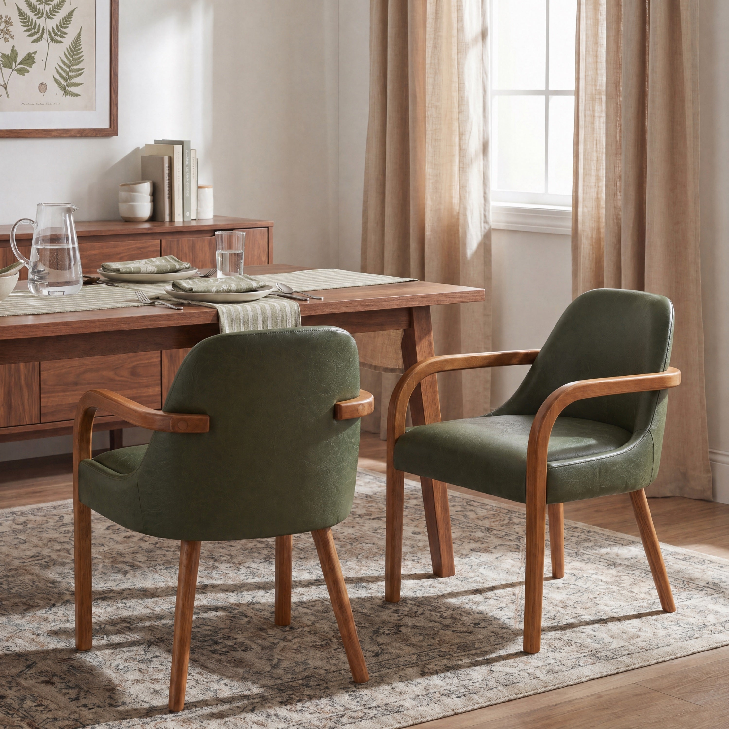 Geneva Upholstered Dining Chairs with Solid Rubberwood Legs Set of 2