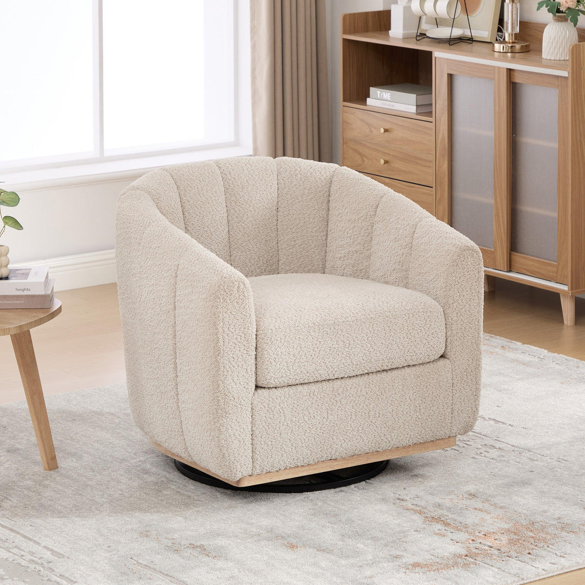 Kenai 32" Chenille Swivel Barrel Accent Chair