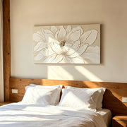 Gardenia 48" x 24" Framed White Lotus Textured Canvas Wall Art