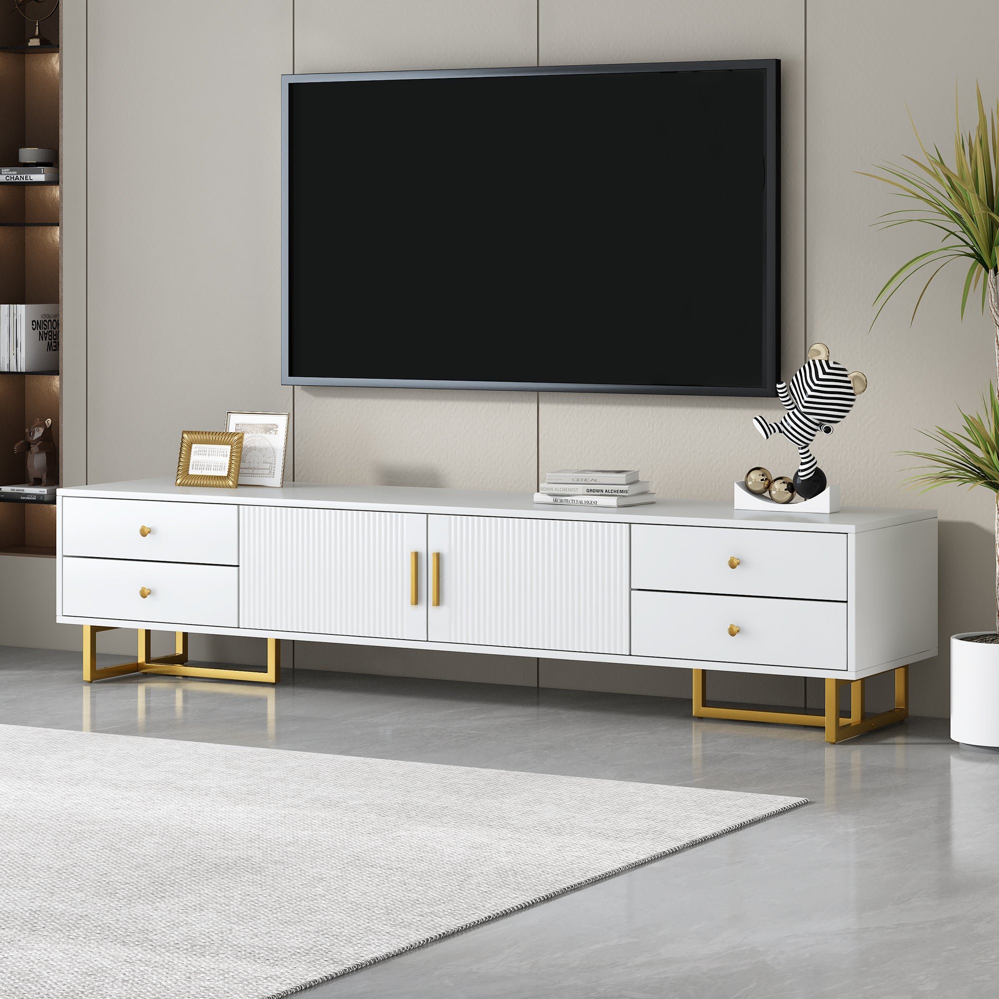 Quito Modern TV Stand with Gold Metal Legs