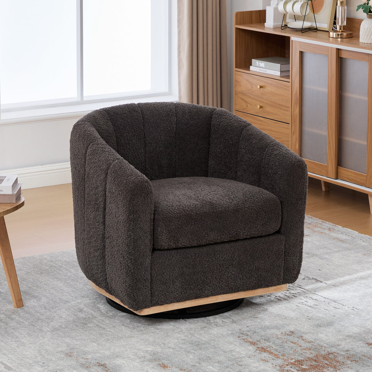 Kenai 32" Chenille Swivel Barrel Accent Chair