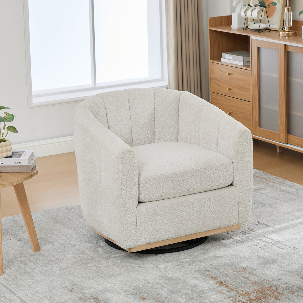 Kenai 32" Chenille Swivel Barrel Accent Chair