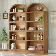 Spoleto 69" Tall Arched Bookcase with 5-Tier Open Shelves Set of 2
