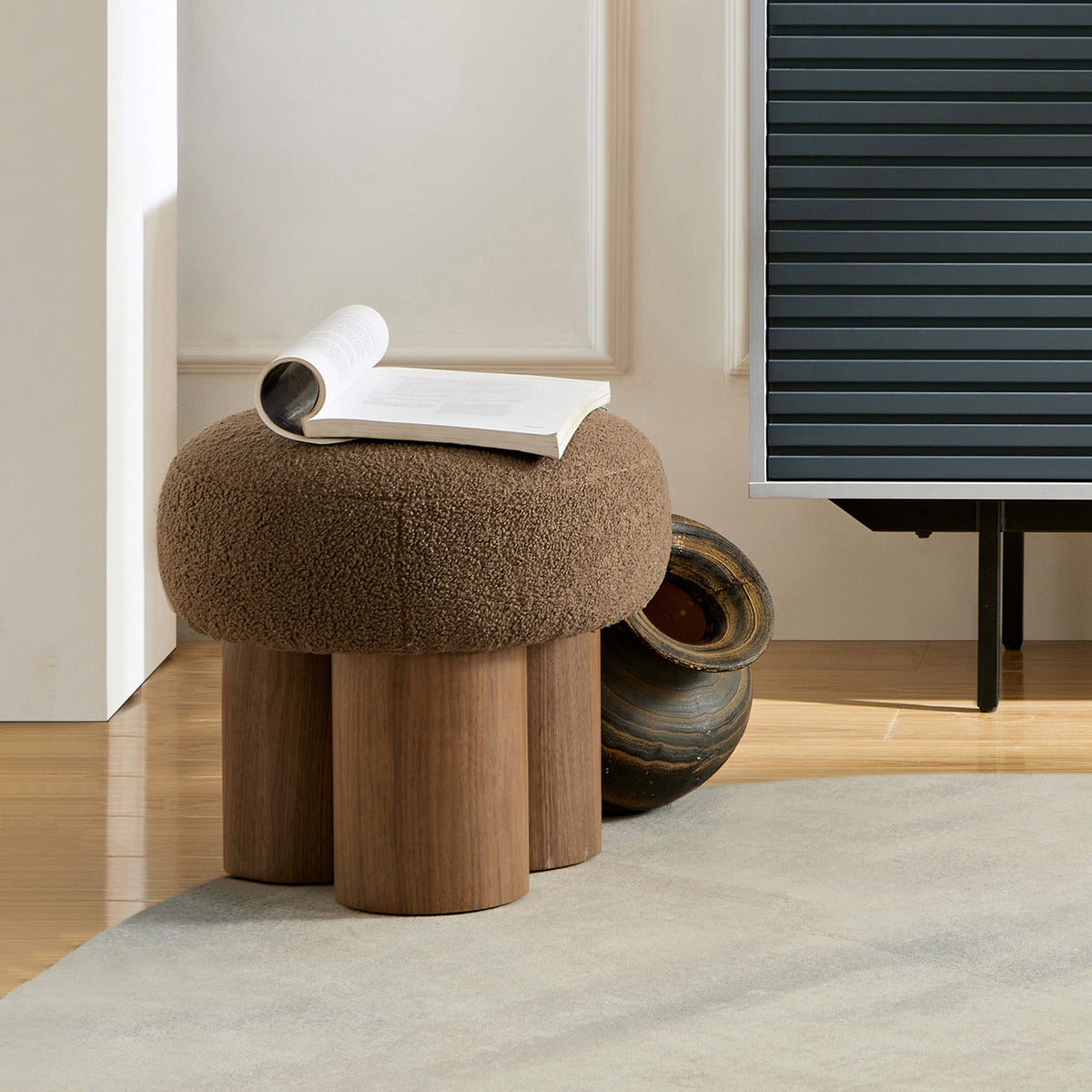 Mono Wooden Curved Ottoman Mushroom stool