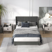 SUMMIT Upholstered Platform Bed with Wingback Headboard