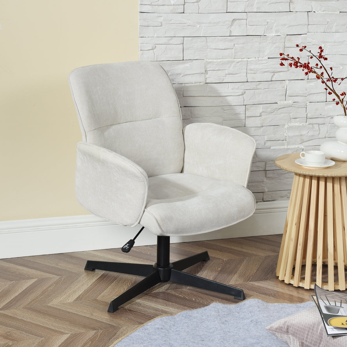 Homy Casa THOMASINA RELAX Modern Adjustable Swivel Slipper Chair for Living Room, Bedroom, Office